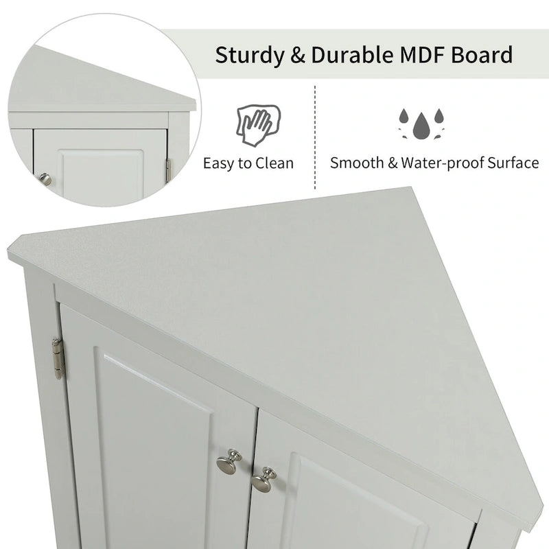 Meuble de rangement d'angle pour salle de bain avec étagères réglables, meuble bas autoportant pour cuisine et maison