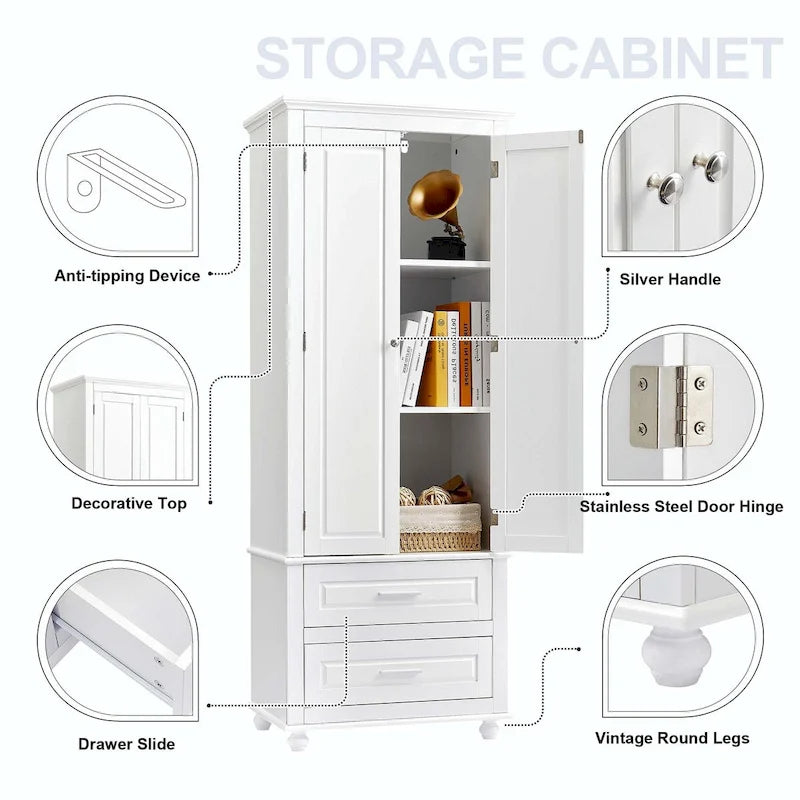 Armoire de rangement haute avec deux tiroirs