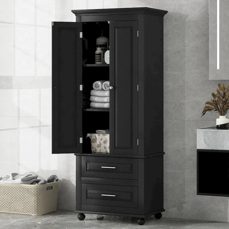 Armoire de rangement haute avec deux tiroirs