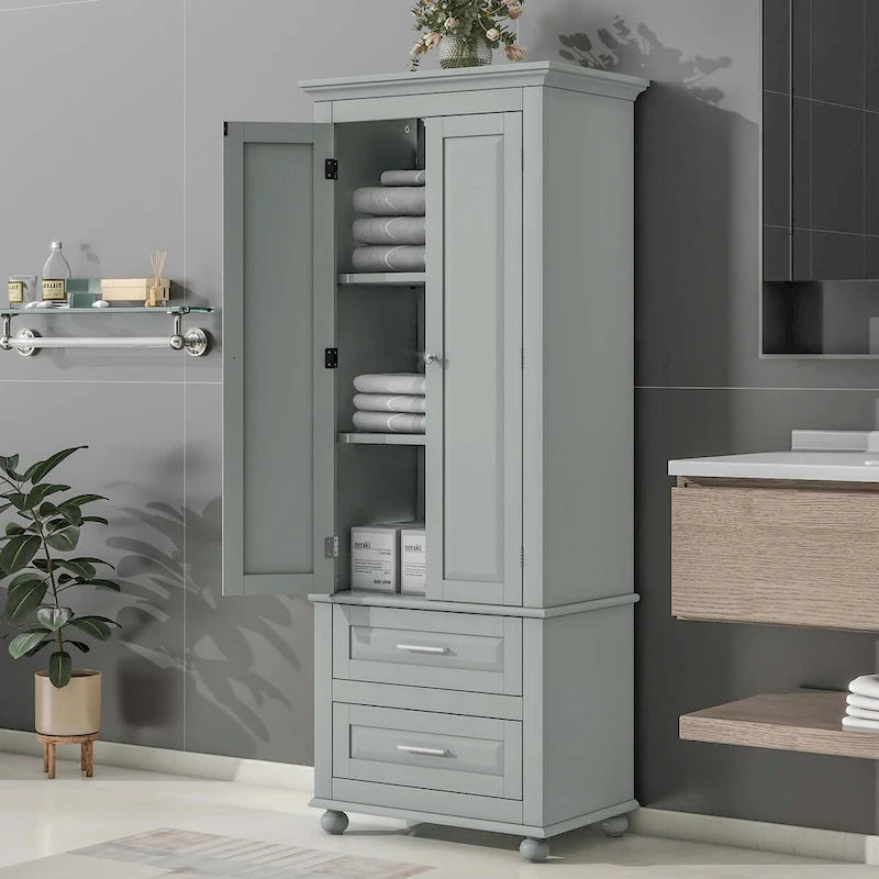 Armoire de rangement haute avec deux tiroirs