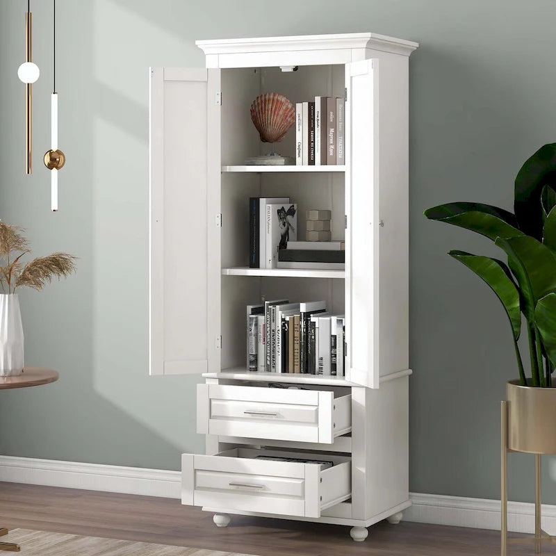 Armoire de rangement haute avec deux tiroirs