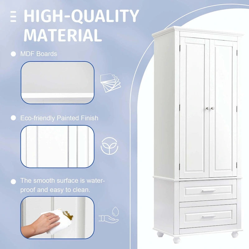Armoire de rangement haute avec deux tiroirs