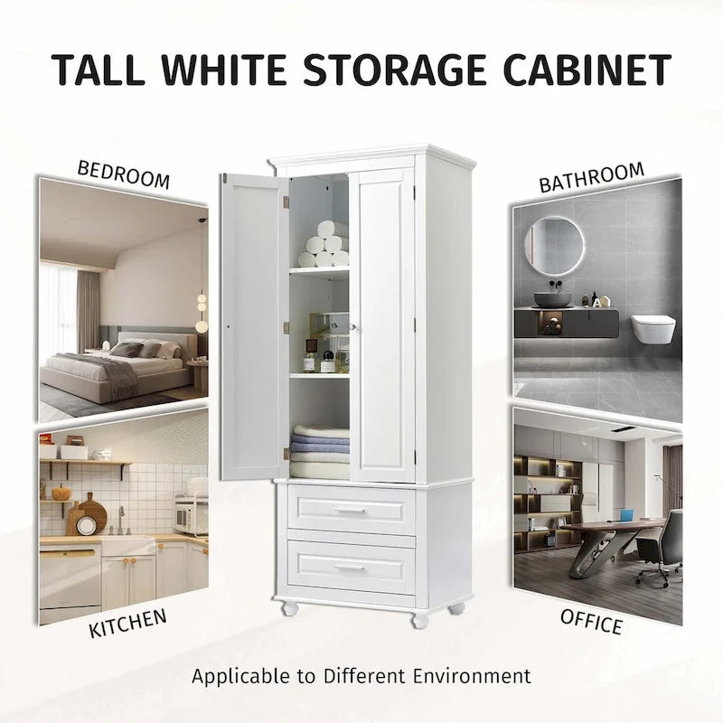 Armoire de rangement haute avec deux tiroirs