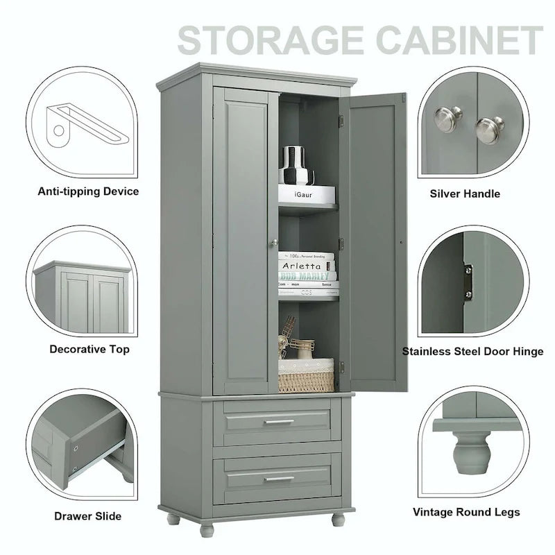 Armoire de rangement haute avec deux tiroirs