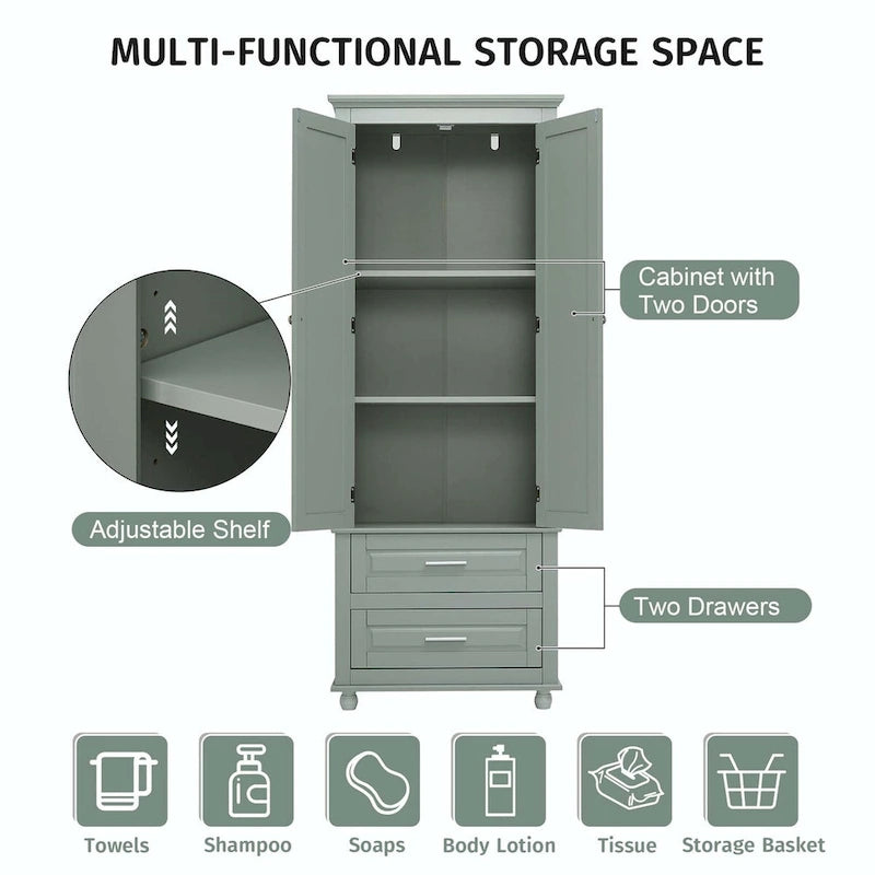 Armoire de rangement haute avec deux tiroirs