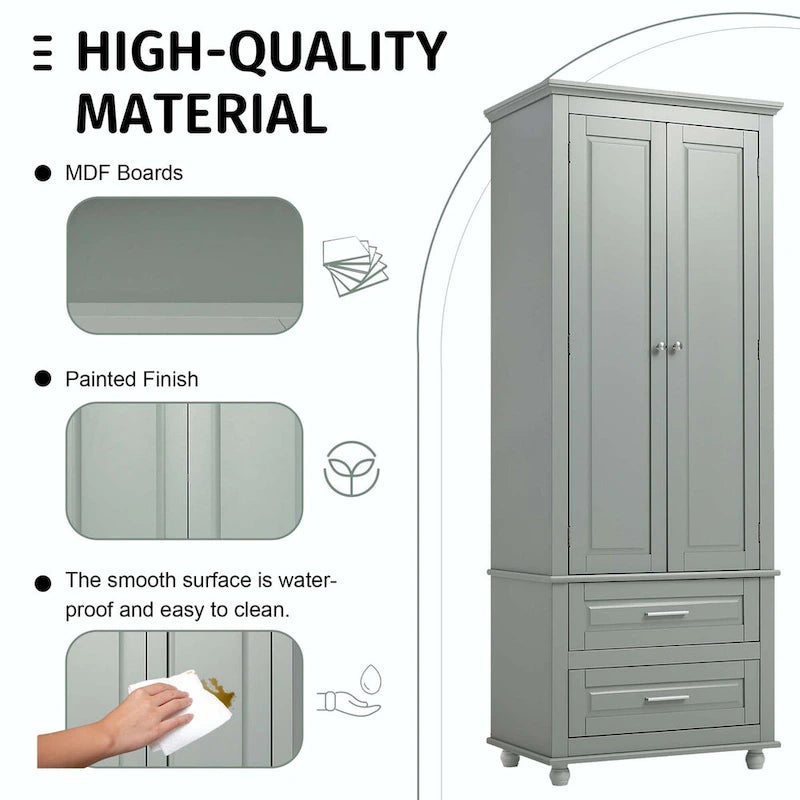 Armoire de rangement haute avec deux tiroirs