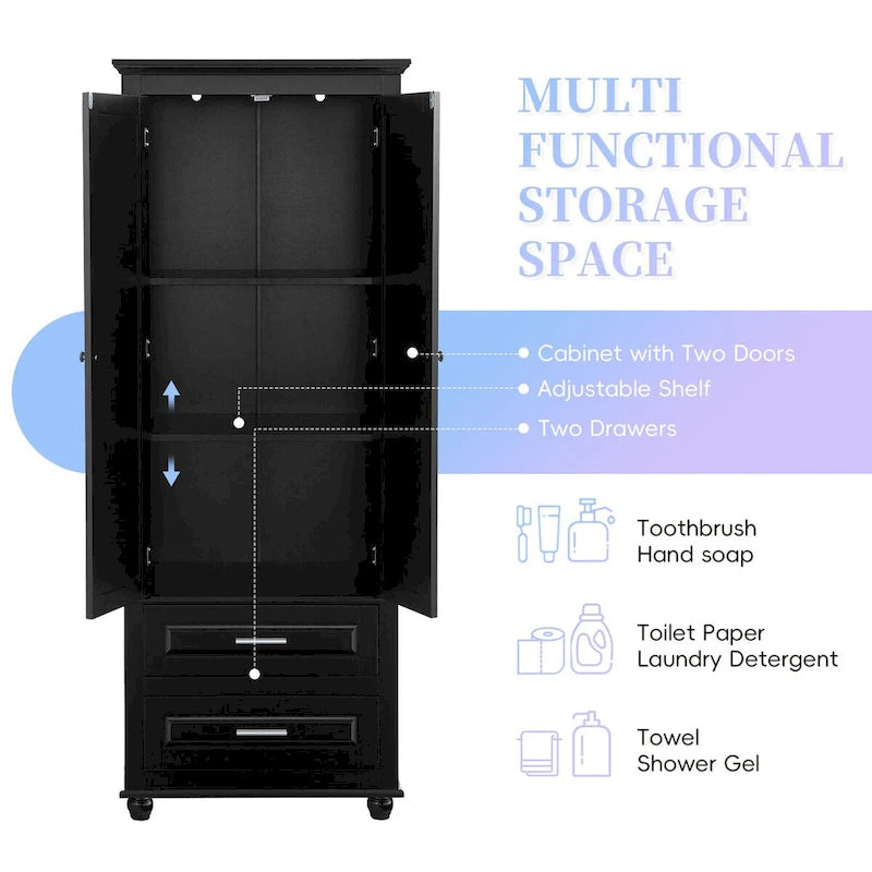 Armoire de rangement haute avec deux tiroirs